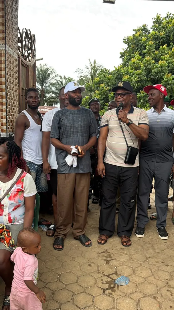 Community gathering during Holyghost Anointed Foundation food relief and support activity