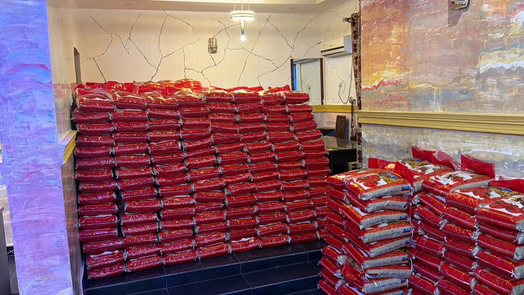 Food relief supplies prepared for distribution