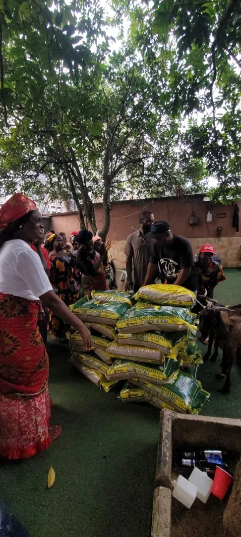 Packaged food supplies prepared for Holyghost Anointed Foundation community relief outreach during a documented community activity