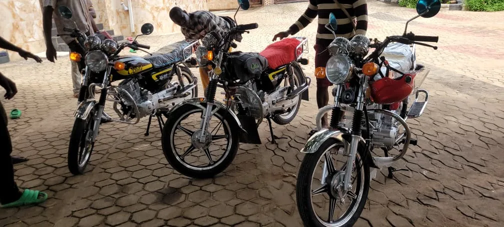 Motorcycles documented during a Holyghost Anointed Foundation livelihood support activity