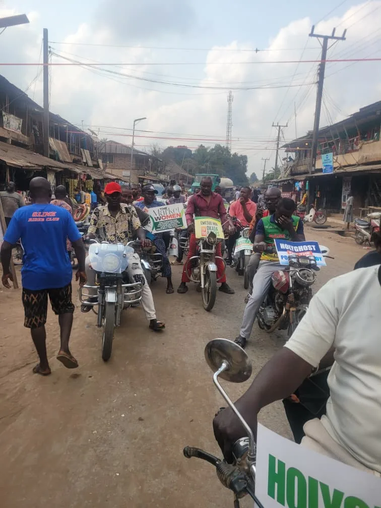 Motorcycle riders during Holyghost Anointed Foundation community engagement